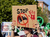 A demonstration for the abolition of bullfighting takes place in Madrid, Spain, on September 21, 2024. (