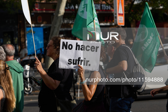 A demonstration for the abolition of bullfighting takes place in Madrid, Spain, on September 21, 2024. 