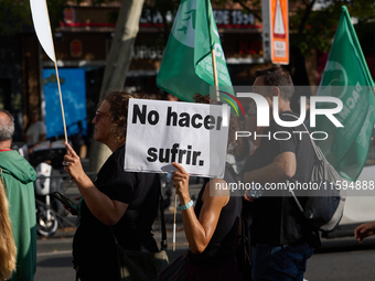 A demonstration for the abolition of bullfighting takes place in Madrid, Spain, on September 21, 2024. (