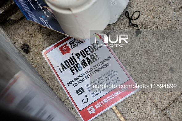 A demonstration for the abolition of bullfighting takes place in Madrid, Spain, on September 21, 2024. 