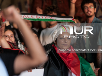 People attend a pro-Palestinian rally in Rome, Italy, on September 21, 2024. (