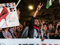 People attend a pro-Palestinian rally in Rome, Italy, on September 21, 2024. (