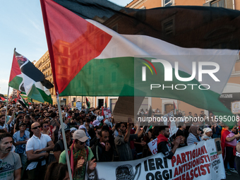 People attend a pro-Palestinian rally in Rome, Italy, on September 21, 2024. (