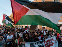 People attend a pro-Palestinian rally in Rome, Italy, on September 21, 2024. (