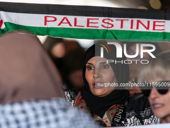 People attend a pro-Palestinian rally in Rome, Italy, on September 21, 2024. (