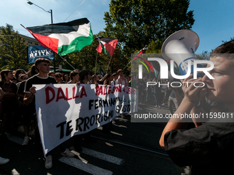 People attend a pro-Palestinian rally in Rome, Italy, on September 21, 2024. (