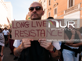 People attend a pro-Palestinian rally in Rome, Italy, on September 21, 2024. (