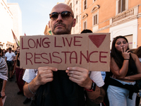 People attend a pro-Palestinian rally in Rome, Italy, on September 21, 2024. (