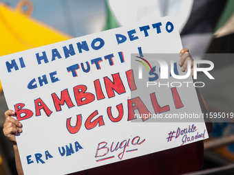 People attend a pro-Palestinian rally in Rome, Italy, on September 21, 2024. (