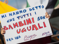 People attend a pro-Palestinian rally in Rome, Italy, on September 21, 2024. (