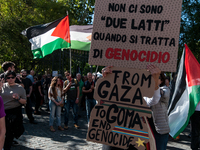 People attend a pro-Palestinian rally in Rome, Italy, on September 21, 2024. (