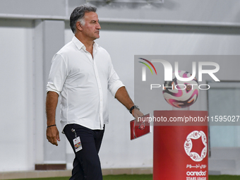 Christophe Galtier, head coach of Al Duhail FC, looks on before the Ooredoo Qatar Stars League 24/25 match between Al-Sadd SC and Al Duhail...