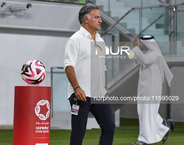 Christophe Galtier, head coach of Al Duhail FC, looks on before the Ooredoo Qatar Stars League 24/25 match between Al-Sadd SC and Al Duhail...