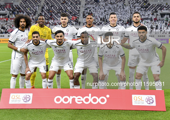 Al Sadd SC players pose for a team photo prior to the Ooredoo Qatar Stars League 24/25 match between Al-Sadd SC and Al Duhail SC at Khalifa...