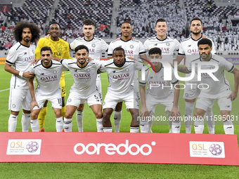 Al Sadd SC players pose for a team photo prior to the Ooredoo Qatar Stars League 24/25 match between Al-Sadd SC and Al Duhail SC at Khalifa...