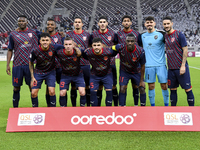 Al Duhail SC players pose for a team photo prior to the Ooredoo Qatar Stars League 24/25 match between Al-Sadd SC and Al Duhail SC at Khalif...