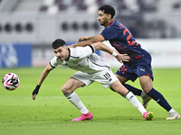 Rafael Sebastian Mujica Garcia (L) of Al-Sadd SC battles for the ball with Homam El Amin (R) of Duhail SC during the Ooredoo Qatar Stars Lea...