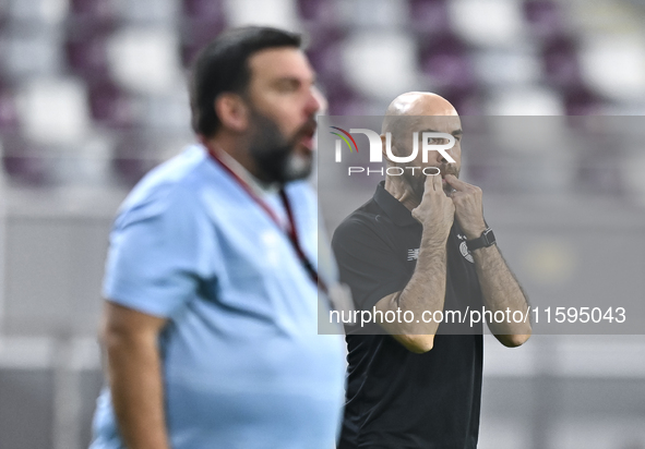 Felix Sanchez Bas, Head Coach of Al Sadd FC, reacts during the Ooredoo Qatar Stars League 24/25 match between Al-Sadd SC and Al Duhail SC at...