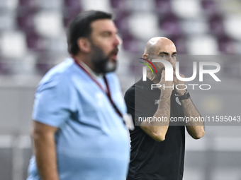 Felix Sanchez Bas, Head Coach of Al Sadd FC, reacts during the Ooredoo Qatar Stars League 24/25 match between Al-Sadd SC and Al Duhail SC at...