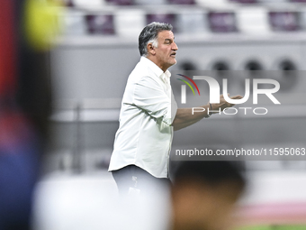 Christophe Galtier, head coach of Al Duhail FC, reacts during the Ooredoo Qatar Stars League 24/25 match between Al-Sadd SC and Al Duhail SC...