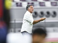 Christophe Galtier, head coach of Al Duhail FC, reacts during the Ooredoo Qatar Stars League 24/25 match between Al-Sadd SC and Al Duhail SC...