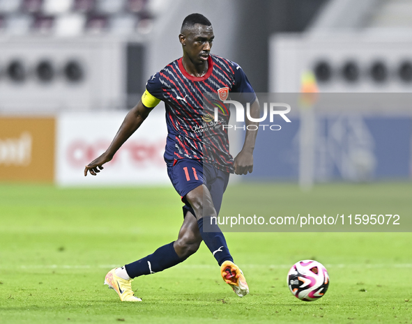 Almoez Abdulla plays in the Ooredoo Qatar Stars League 24/25 match between Al-Sadd SC and Al Duhail SC at Khalifa International Stadium in D...