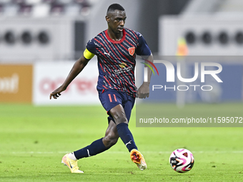 Almoez Abdulla plays in the Ooredoo Qatar Stars League 24/25 match between Al-Sadd SC and Al Duhail SC at Khalifa International Stadium in D...