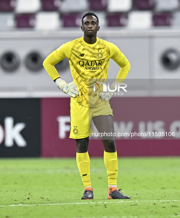 Meshaal Aissa Barsham of Al-Sadd SC plays in the Ooredoo Qatar Stars League 24/25 match between Al-Sadd SC and Al Duhail SC at Khalifa Inter...