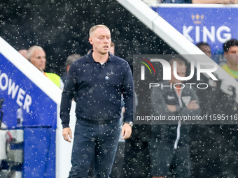 Leicester manager, Steve Cooper, during the Premier League match between Leicester City and Everton at the King Power Stadium in Leicester,...