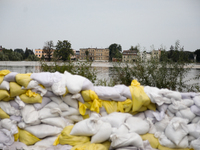 Flooded areas of the city during the flooding of the Odra River in Brzeg, Poland, on September 19, 2023. For several days, flood alerts are...