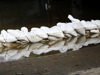 Flooded areas of the city during the flooding of the Odra River in Brzeg, Poland, on September 19, 2023. For several days, flood alerts are...