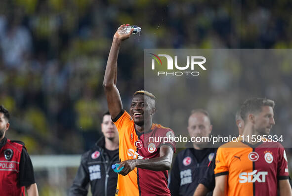 Victor Osimhen of Galatasaray  with post game celebration during the Turkey Süper Ligue Round 5 between Fenerbahçe SK vs Galatasaray S.K., o...