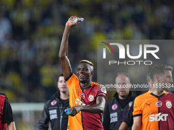 Victor Osimhen of Galatasaray  with post game celebration during the Turkey Süper Ligue Round 5 between Fenerbahçe SK vs Galatasaray S.K., o...