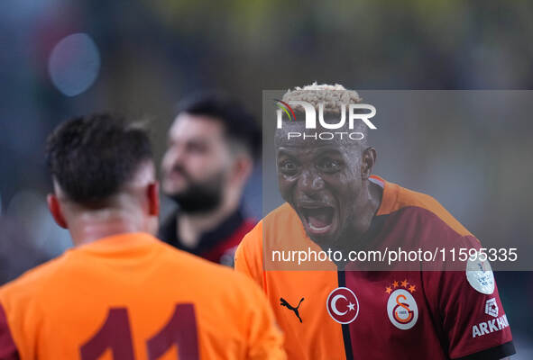 Victor Osimhen of Galatasaray  with post game celebration during the Turkey Süper Ligue Round 5 between Fenerbahçe SK vs Galatasaray S.K., o...