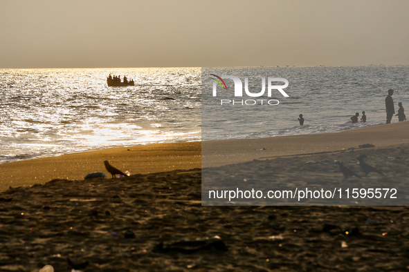 Paruthiyoor Beach at sunset in Paruthiyoor, Kerala, India, on April 15, 2024. 