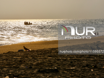 Paruthiyoor Beach at sunset in Paruthiyoor, Kerala, India, on April 15, 2024. (