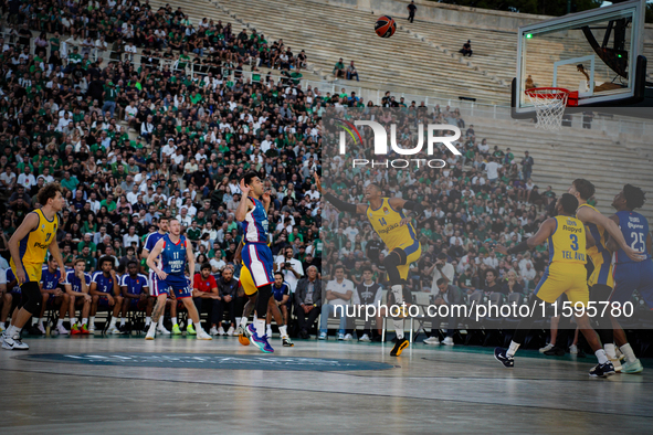 Snapshot from the game between Maccabi Playtika Tel Aviv and Anadolu Efes for the Pavlos Giannakopoulos friendly basketball tournament in At...