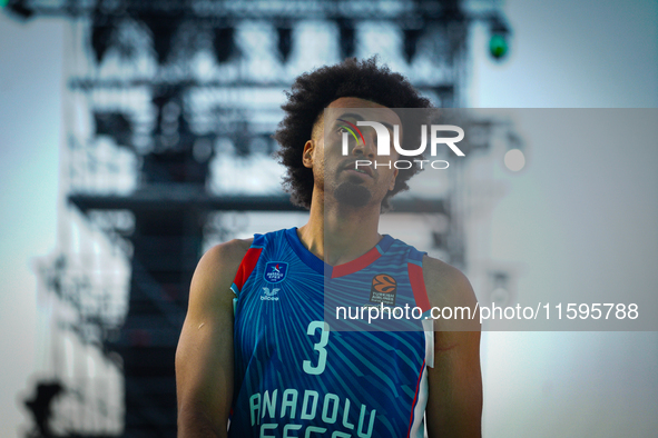 Snapshot from the game between Maccabi Playtika Tel Aviv and Anadolu Efes for the Pavlos Giannakopoulos friendly basketball tournament in At...