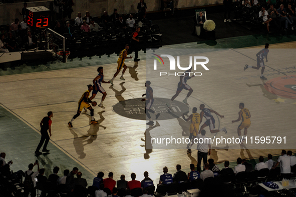 Snapshot from the game between Maccabi Playtika Tel Aviv and Anadolu Efes for the Pavlos Giannakopoulos friendly basketball tournament in At...