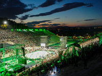 View of the Panathenaic Stadium in Athens, Greece, on September 21, 2024, during the Pavlos Giannakopoulos friendly basketball tournament (