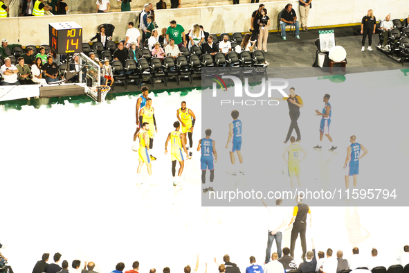 Snapshot from the game between Maccabi Playtika Tel Aviv and Anadolu Efes for the Pavlos Giannakopoulos friendly basketball tournament in At...