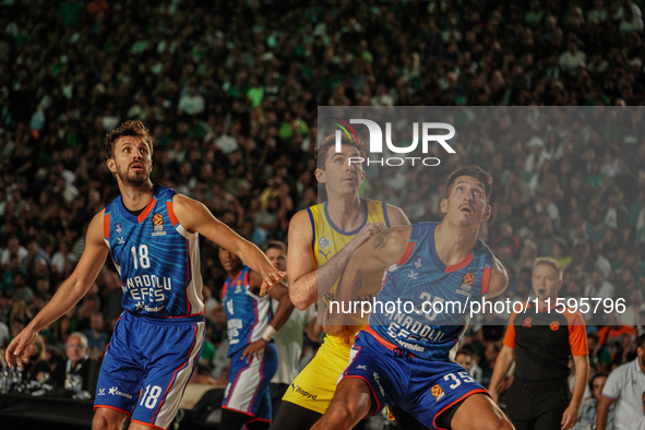 Snapshot from the game between Maccabi Playtika Tel Aviv and Anadolu Efes for the Pavlos Giannakopoulos friendly basketball tournament in At...