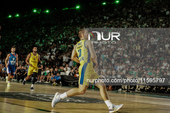 Snapshot from the game between Maccabi Playtika Tel Aviv and Anadolu Efes for the Pavlos Giannakopoulos friendly basketball tournament in At...