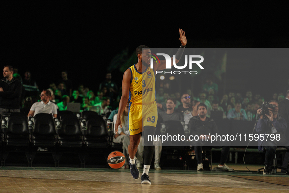 Snapshot from the game between Maccabi Playtika Tel Aviv and Anadolu Efes for the Pavlos Giannakopoulos friendly basketball tournament in At...