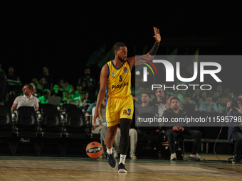 Snapshot from the game between Maccabi Playtika Tel Aviv and Anadolu Efes for the Pavlos Giannakopoulos friendly basketball tournament in At...