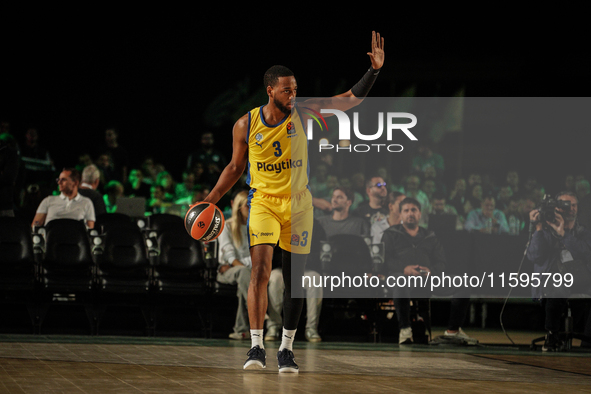 Snapshot from the game between Maccabi Playtika Tel Aviv and Anadolu Efes for the Pavlos Giannakopoulos friendly basketball tournament in At...