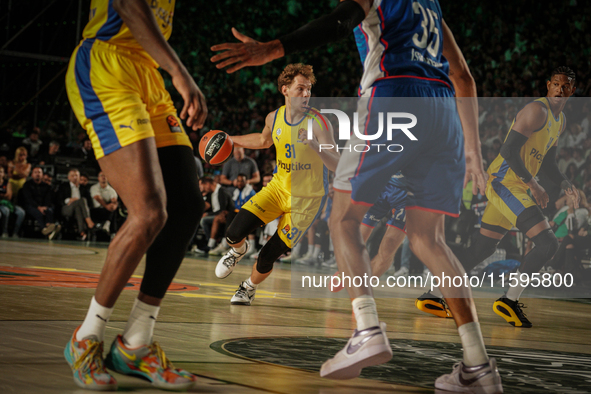 Snapshot from the game between Maccabi Playtika Tel Aviv and Anadolu Efes for the Pavlos Giannakopoulos friendly basketball tournament in At...