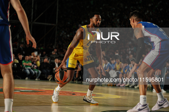 Snapshot from the game between Maccabi Playtika Tel Aviv and Anadolu Efes for the Pavlos Giannakopoulos friendly basketball tournament in At...