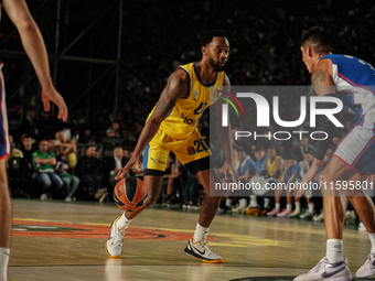 Snapshot from the game between Maccabi Playtika Tel Aviv and Anadolu Efes for the Pavlos Giannakopoulos friendly basketball tournament in At...