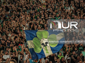 Panathinaikos fans at the Panathenaic Stadium during the Pavlos Giannakopoulos friendly basketball tournament in Athens, Greece, on Septembe...